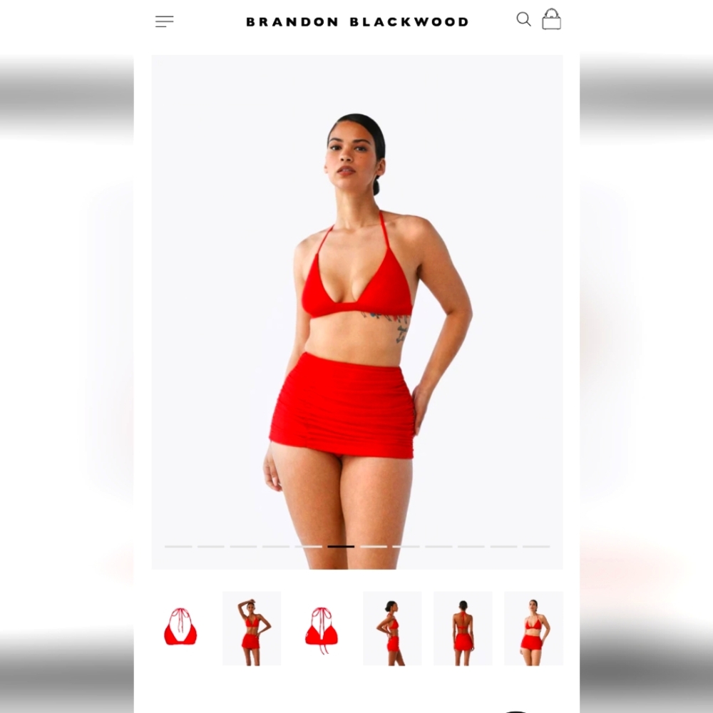 Brandon Blackwood red logo halter bikini top